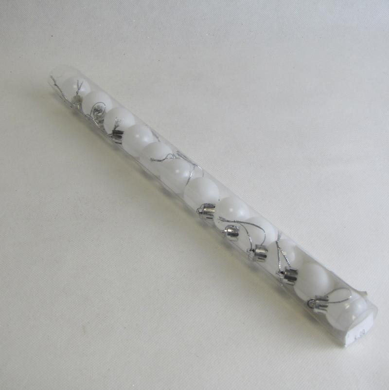 Bombki plastikowe 3cm kpl. 12szt. białe