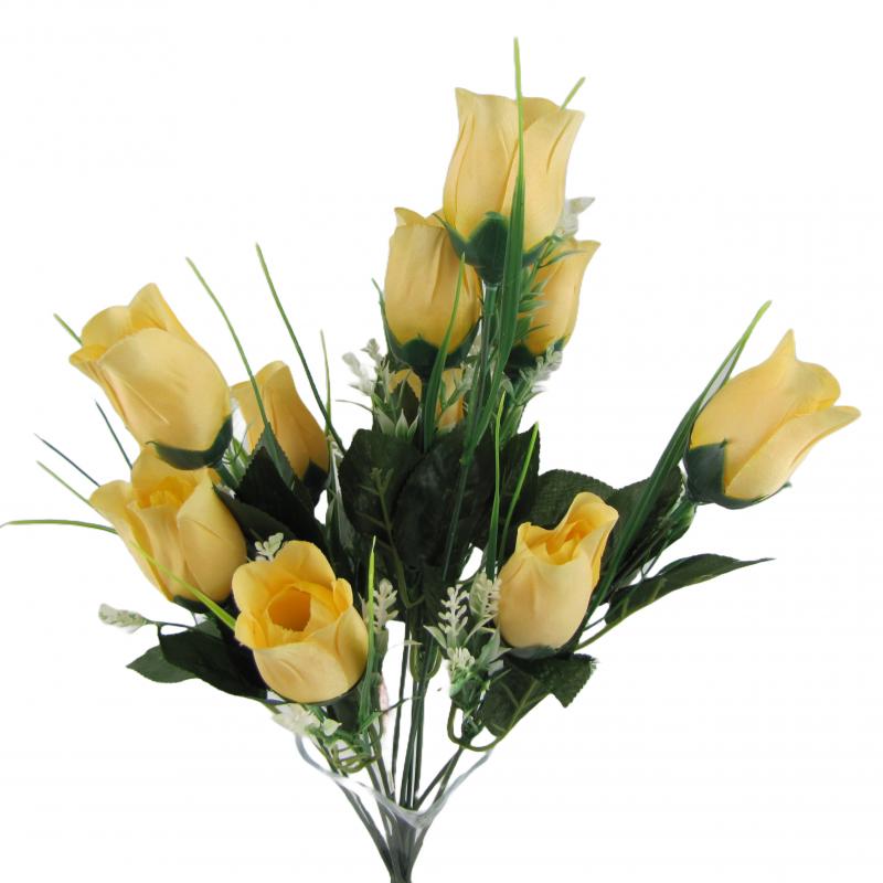 Sztuczne róże bukiet 40cm żółte (10 sztuk)