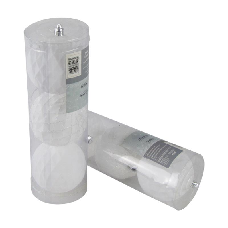 Bombki plastikowe 8cm kpl. 3szt. białe