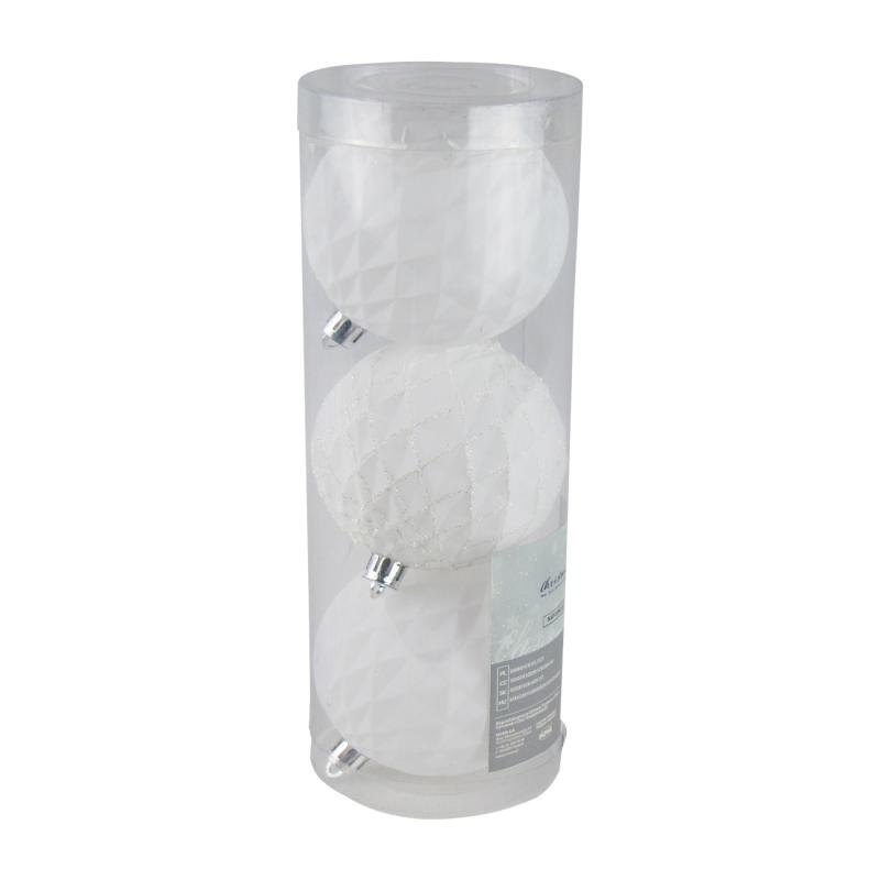 Bombki plastikowe 8cm kpl. 3szt. białe