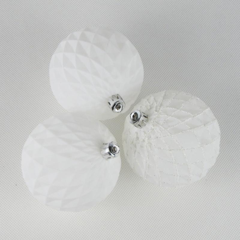 Bombki plastikowe 8cm kpl. 3szt. białe