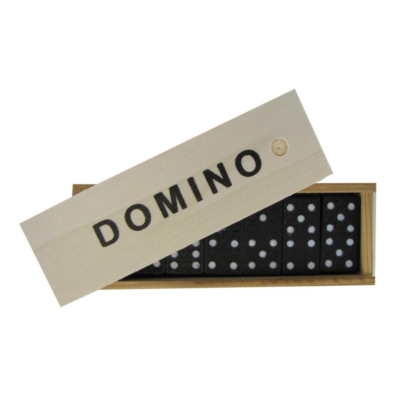 Domino plastikowe w drewnianym pudełku
