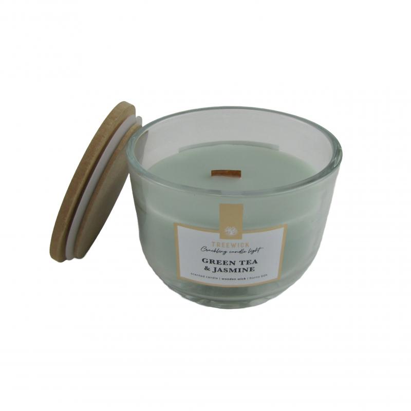 Świeca zapachowa TreeWick z drewnianym knotem <br>GREEN TEA & JASMINE