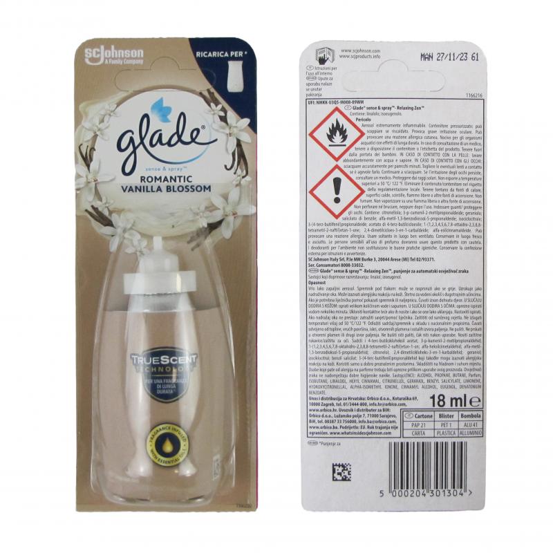 Glade zapas do odświeżacza Sense & Spray 18ml <br>ROMANTIC VANILLA BLOSSOM