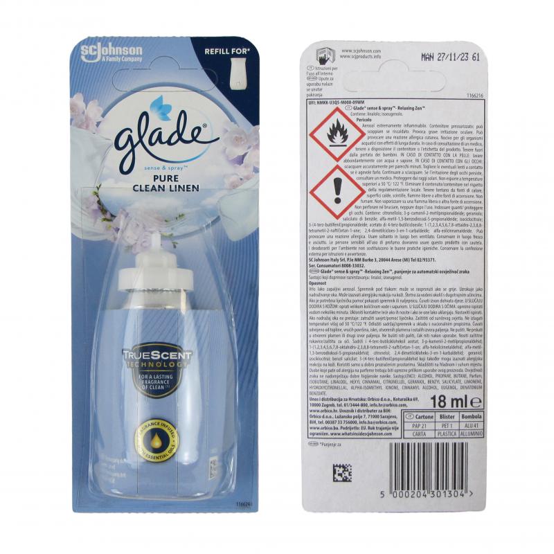 Glade zapas do odświeżacza Sense & Spray 18ml <br>PURE CLEAN LINEN